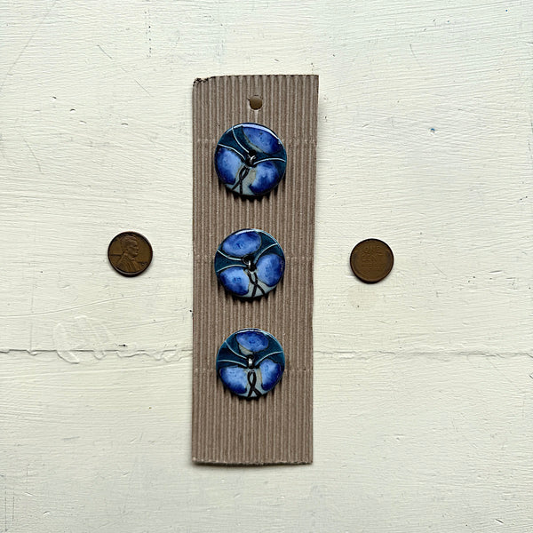 Blue Floral Buttons