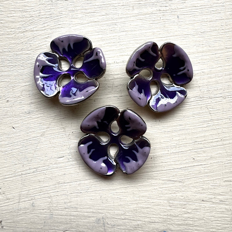 Enamel Purple Flower Button