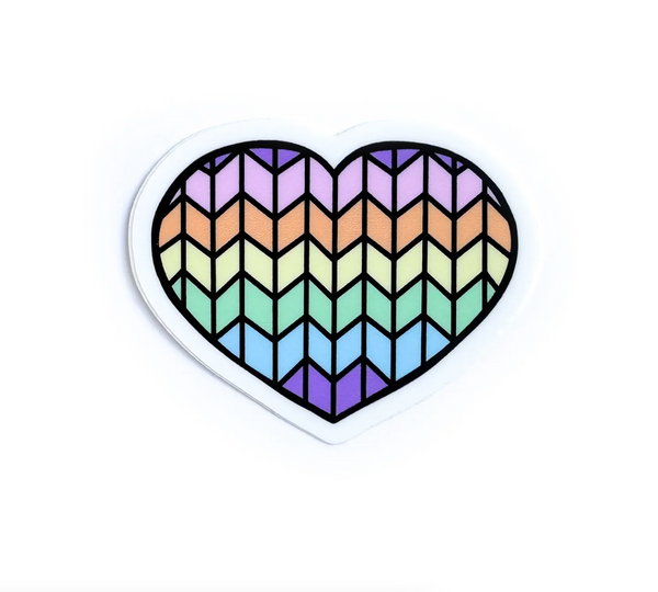 Rainbow Knit Heart Sticker