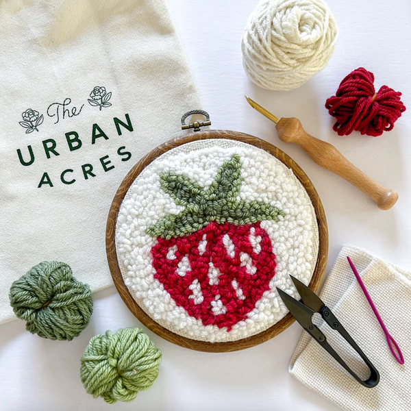 専用になります♡アンティークキルト＆刺繍フレームハンドメイド·͜· ♡ Strawberry Punch Needle Kit – Woven Art Yarn Shop