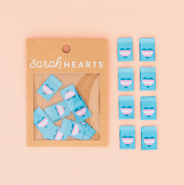 Trans Flag Heart Labels
