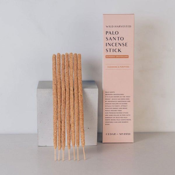 Cedar and Myrrh Hand Rolled Palo Santo Incense Stick