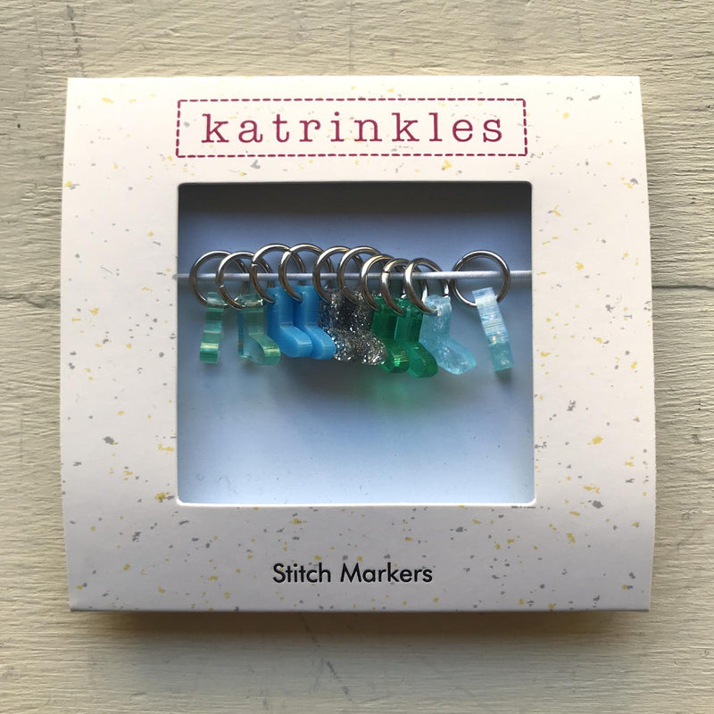 Sock Stitch Markers - blues