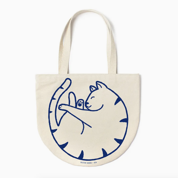 Curled Cat Round Tote